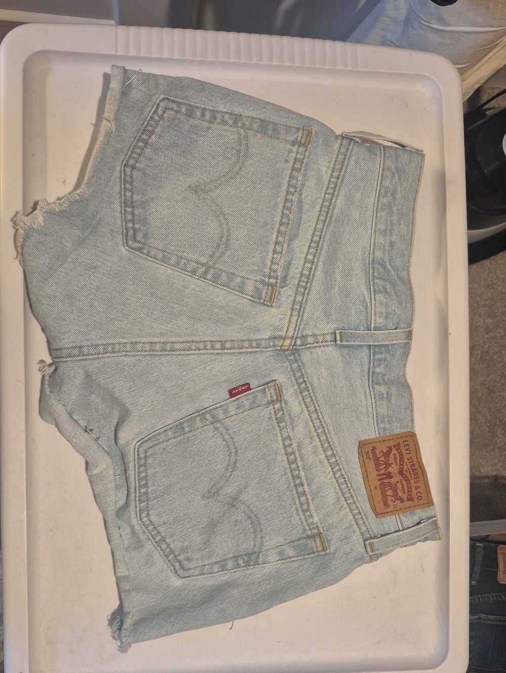 Levi's Faded Light Blue Denim Cutoff Shorts